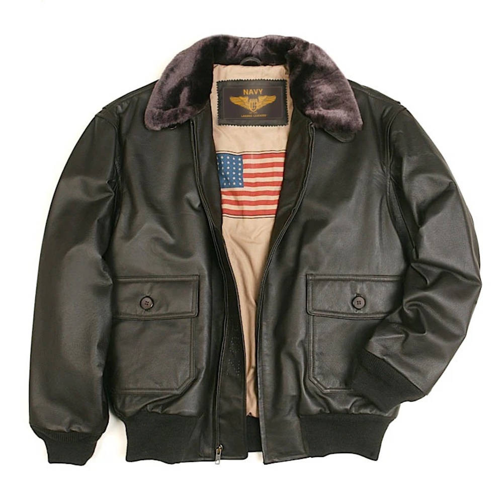 Men’s Landing Leathers Navy G-1 Leather Flight Bomber Jacket size 3XL